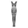 Сітчастий бодістокінг з вирізами та малюнком Obsessive Bodystocking G328 S/M/L, чорний, комбінезон