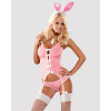 Еротичний костюм зайчика Obsessive Bunny suit 4 pcs costume pink L/XL, рожевий, топ з підв’язками, т