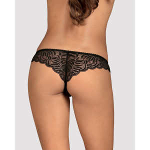 Мереживні танга з доступом Obsessive Contica crothchles thong L/XL, чорні. Photo 2