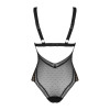 Мереживне боді з декольте Obsessive Estiqua teddy M/L, чорне, широкі лямки