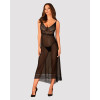 Полупрозрачная длинная сорочка Obsessive Estiqua chemise XL/2XL, черный, ассиметричный крой