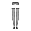 Сітчасті панчохи-стокінги з мереживним поясом Obsessive Garter stockings S307 XL/X, чорні, імітація 