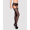 Сітчасті панчохи-стокінги з мереживним поясом Obsessive Garter stockings S307 XL/X, чорні, імітація 