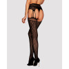 Сетчатые чулки-стокинги под леопард Obsessive Garter stockings S817 S/M/L, имитация гартеров, с дост