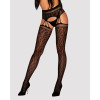 Сетчатые чулки-стокинги под леопард Obsessive Garter stockings S817 S/M/L, имитация гартеров, с дост