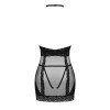 Полупрозрачная сорочка с открытой грудью Obsessive Lacrisia chemise M/L, черная, с чокером