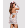 Еротичний мереживний костюм медсестри Obsessive Medica dress 5pcs costume L/XL, сорочка, рукавички, 