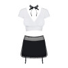 Еротичний костюм секретарки Obsessive Secretary suit 5pcs black S/M, чорно-білий, топ, спідниця, стр