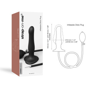 Надувной фаллоимитатор Strap-On-Me INFLATABLE DILDO PLUG - NOIR, шарик внутри, диаметр до 6 см. Photo 3