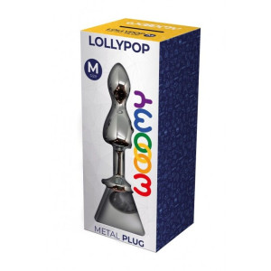 Металлическая анальна пробка Wooomy Lollypop Double Ball Metal Plug M, диаметр 3,1 см, длина 9,4 см. Photo 3