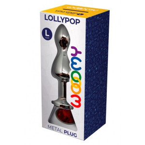 Металлическая анальная пробка Wooomy Lollypop Double Ball Metal Plug Red L диаметр 3,5, длина 10,5 с. Photo 3