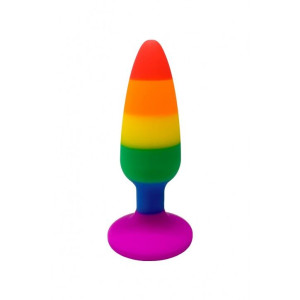 Силиконовая анальная пробка Wooomy Hiperloo Silicone Rainbow Plug S, диаметр 2,4 см, длина 9 см. Photo 2