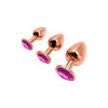 Металлическая анальная пробка Wooomy Tralalo Rose Gold Metal Plug Magenta M, диаметр 3,4 см, длина 8
