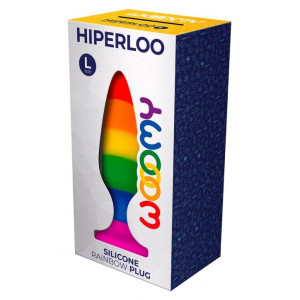 Силиконовая анальная пробка Wooomy Hiperloo Silicone Rainbow Plug L, диаметр 3,9 см, длина 13,1 см. Photo 3