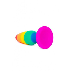 Силиконовая анальная пробка Wooomy Hiperloo Silicone Rainbow Plug L, диаметр 3,9 см, длина 13,1 см. Photo 2