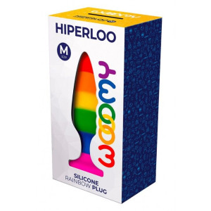 Силиконовая анальная пробка Wooomy Hiperloo Silicone Rainbow Plug M, диаметр 2,9 см, длина 11 см. Photo 3