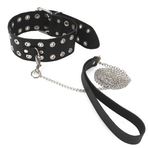 Нашийник Art of Sex - Tessa з повідцем з натуральної шкіри, колір чорний. Photo 3