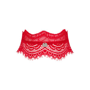 Широкий мереживний чокер Obsessive Bergamore choker, red