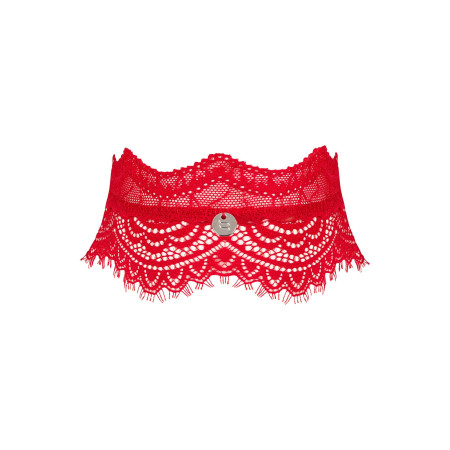 Широкий мереживний чокер Obsessive Bergamore choker, red