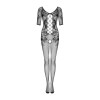 Сітчастий бодістокінг з квітковим малюнком Obsessive Bodystocking F238 S/M/L, black, з доступом, імі