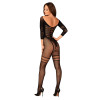 Сітчастий бодістокінг з імітацією підв’язок Obsessive Bodystocking G329 XL/XXL, black, з доступом