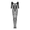 Сітчастий бодістокінг з імітацією підв’язок Obsessive Bodystocking G329 XL/XXL, black, з доступом