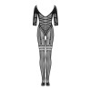 Сітчастий бодістокінг з імітацією підв’язок Obsessive Bodystocking G329 XL/XXL, black, з доступом