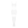 Сітчастий бодістокінг з імітацією топа та шортів Obsessive Bodystocking G330 S/M/L, white, з доступо