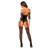 Нейлоновый бодистокинг с имитацией чулок Obsessive Bodystocking G333 S/M/L, black, с доступом