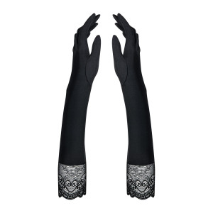 Высокие перчатки с камнями и кружевом Obsessive Miamor gloves, black