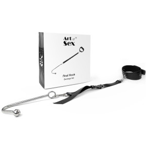 Анальний гак 2 із нашийником з натуральної шкіри Art of Sex - Anal hook, Чорний. Photo 2