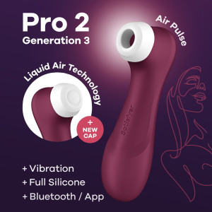 Вакуумный клиторальный стимулятор Satisfyer Pro 2 Generation 3 with Liquid Air Connect App Wine Red. Photo 2