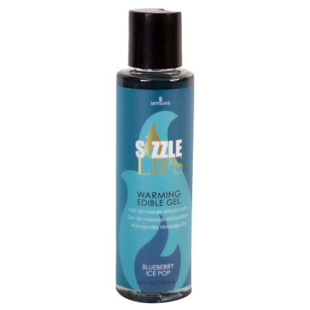 Зігрівальний масажний гель Sensuva Sizzle Lips Blueberry Ice Pop (125 мл), без цукру, їстівний