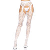 Ажурные колготки с сердечками Leg Avenue Heart White, one size, имитация чулок