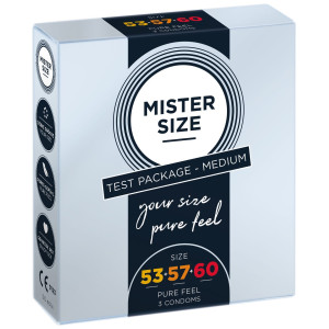 Набір презервативів Mister Size - pure feel - 53–57–60 (3 condoms)  (м'ята упаковка!!!)