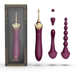 Вагінально-кліторальний вібратор Zalo — Bess 2 Velvet Purple, мультифункціональний із насадками. Photo 2