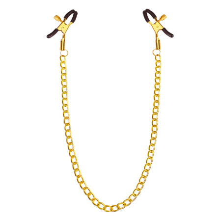 Затискачі для сосків з ланцюжком Feral Feelings - Nipple clamps Classic, золото/чорний