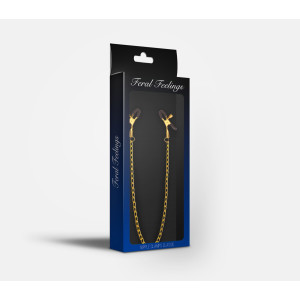 Затискачі для сосків з ланцюжком Feral Feelings - Nipple clamps Classic, золото/чорний. Photo 2