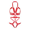 Портупея-тедді з ременів Leg Avenue Studded O-ring harness teddy L Red, екошкіра