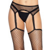 Чулки-сетка Leg Avenue Net stockings with garter belt One size Black, пояс, подвязки