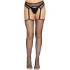 Чулки-сетка Leg Avenue Net stockings with garter belt One size Black, пояс, подвязки