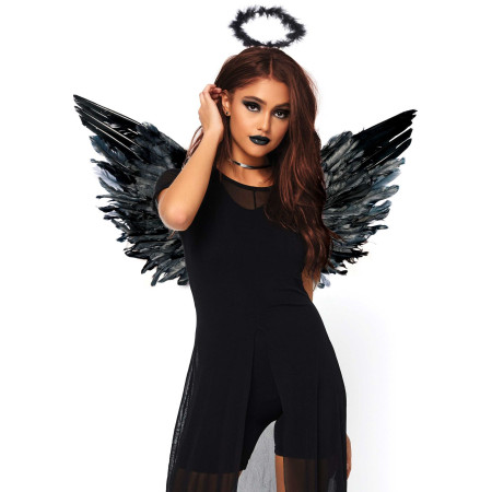 Крила чорного ангела Leg Avenue Angel Accessory Kit Black, крила, німб