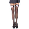 Чулки-сетка с атласным бантиком Leg Avenue Fishnet Thigh Highs One size Black With Bow Pink