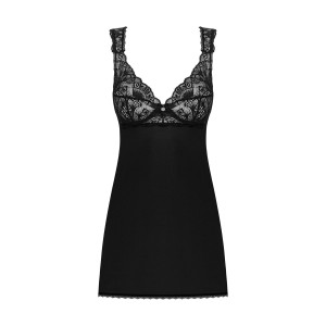 Сорочка бэби-долл с кружевом на груди Obsessive Donna Dream babydoll XS/S Black, стринги. Photo 3