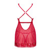 Прозрачная сорочка бэби-долл Obsessive Lacelove babydoll & thong XS/S Red, кружево, стринги