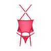 Прозорий корсет Obsessive Lacelove corset M/L Red, мереживо, підв’язки для панчіх