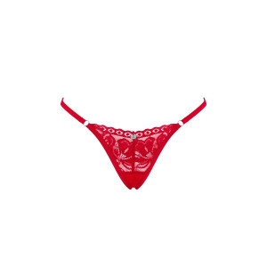 Кружевные стринги Obsessive Lacelove thong XL/2XL Red, низкая посадка. Photo 3