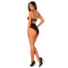 Прозоре боді Obsessive Selinne teddy XL/2XL Black, дрібна сітка, подвійні бретелі