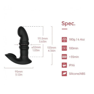 Вібратор з поступальними рухами Fun Town Jive Black, пульт ДК. Photo 2