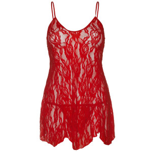 Пеньюар Leg Avenue Rose Lace Flair Chemise Red Plus Size. Photo 2